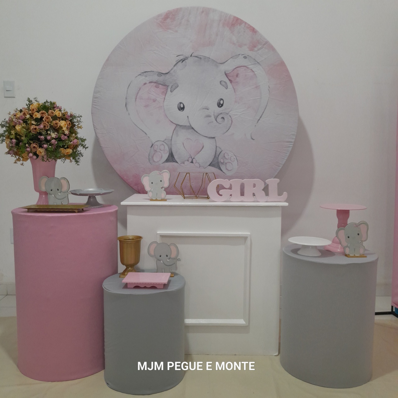 Kit Perola Elefantinho Rosa - MJM PEGUE E MONTE