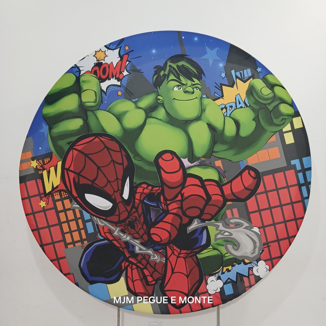 Capa Painel Redondo Homem Aranha E Hulk (Cute) - MJM PEGUE E MONTE
