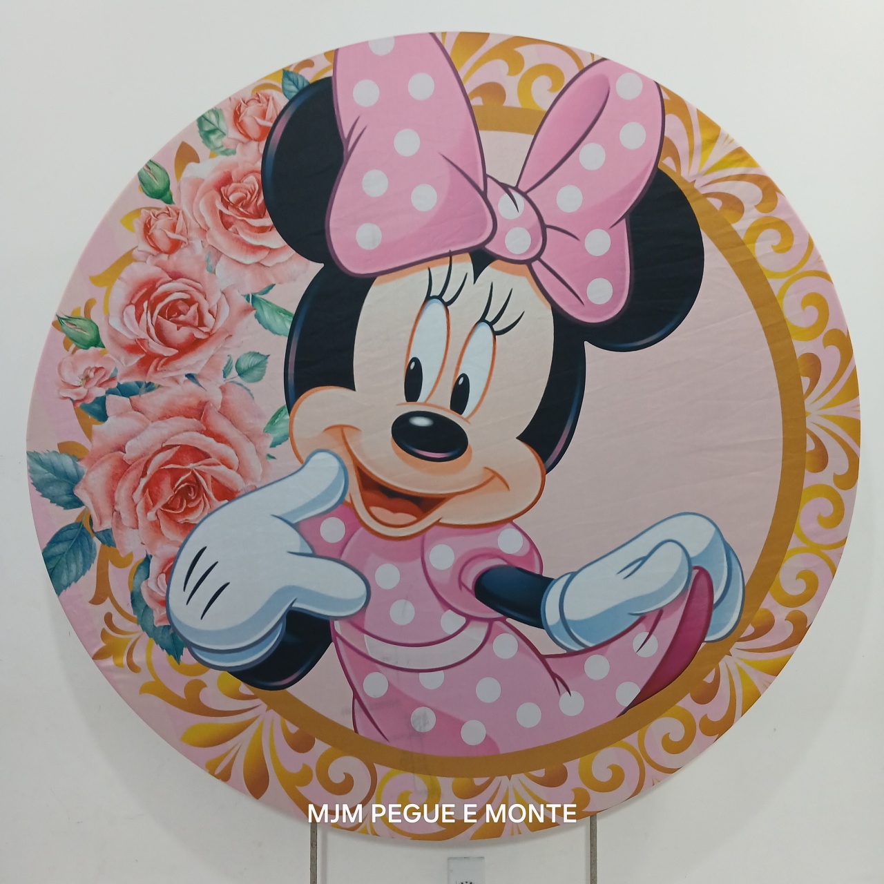Capa Painel Redondo Minnie Rosa - MJM PEGUE E MONTE