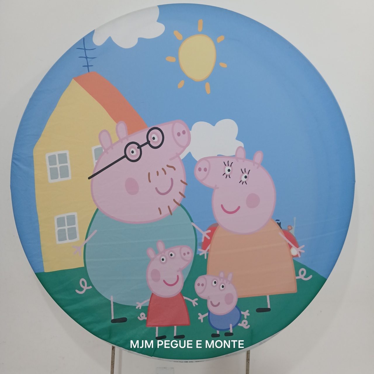 Capa Painel Redondo Familia Peppa Pig  - MJM PEGUE E MONTE