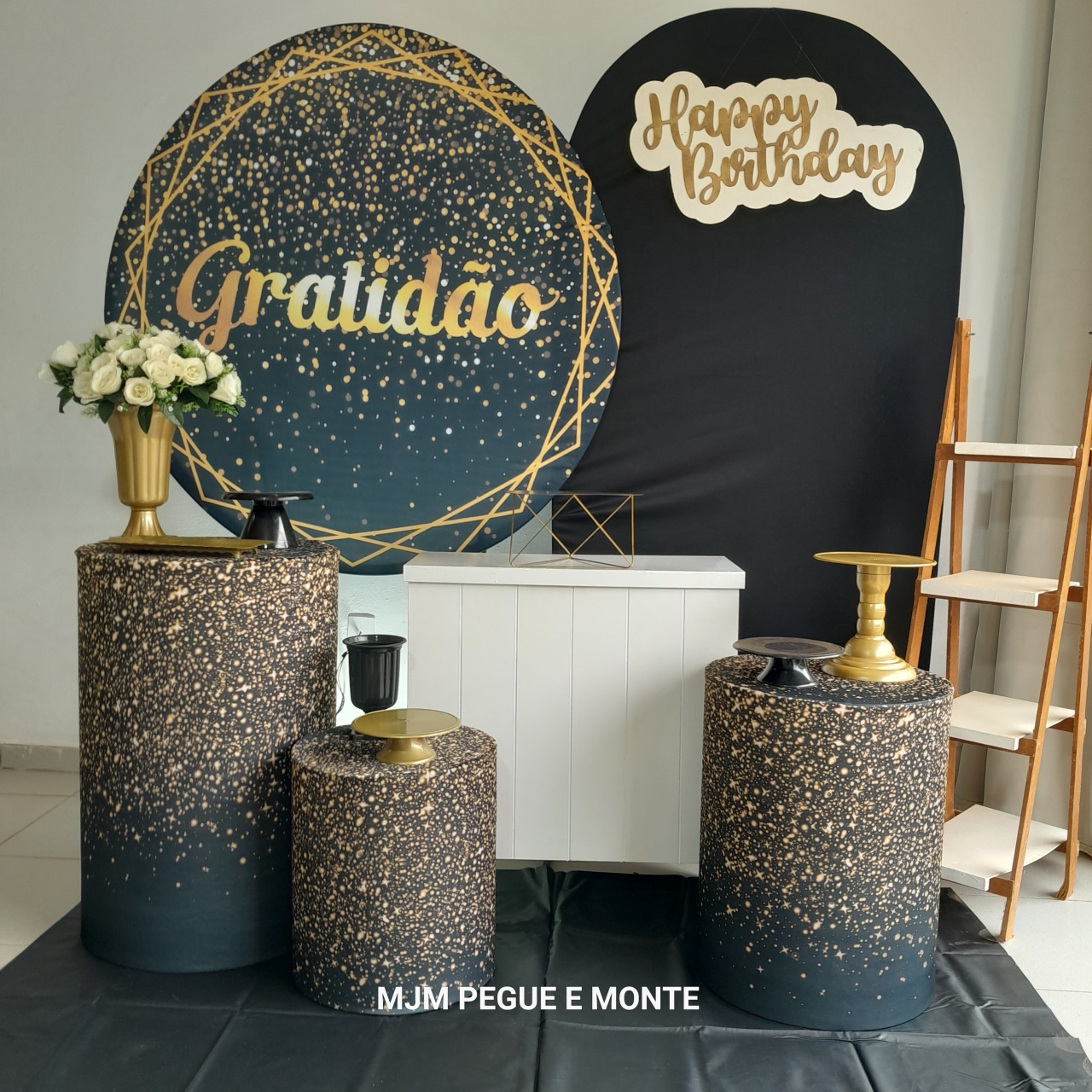 Kit Diamante Gratidão Preto Com Dourado - MJM PEGUE E MONTE