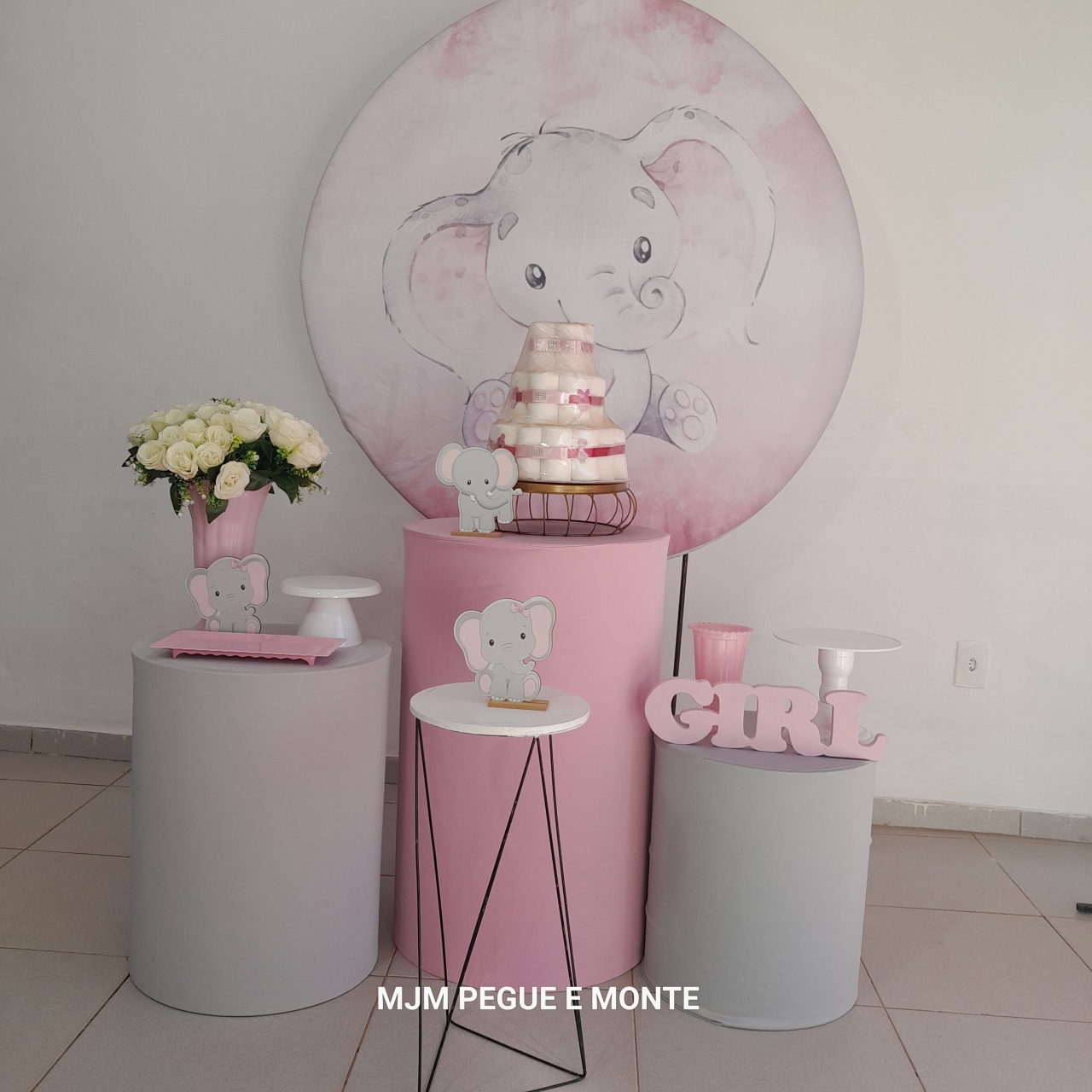Kit Esmeralda Elefantinho Rosa - MJM PEGUE E MONTE