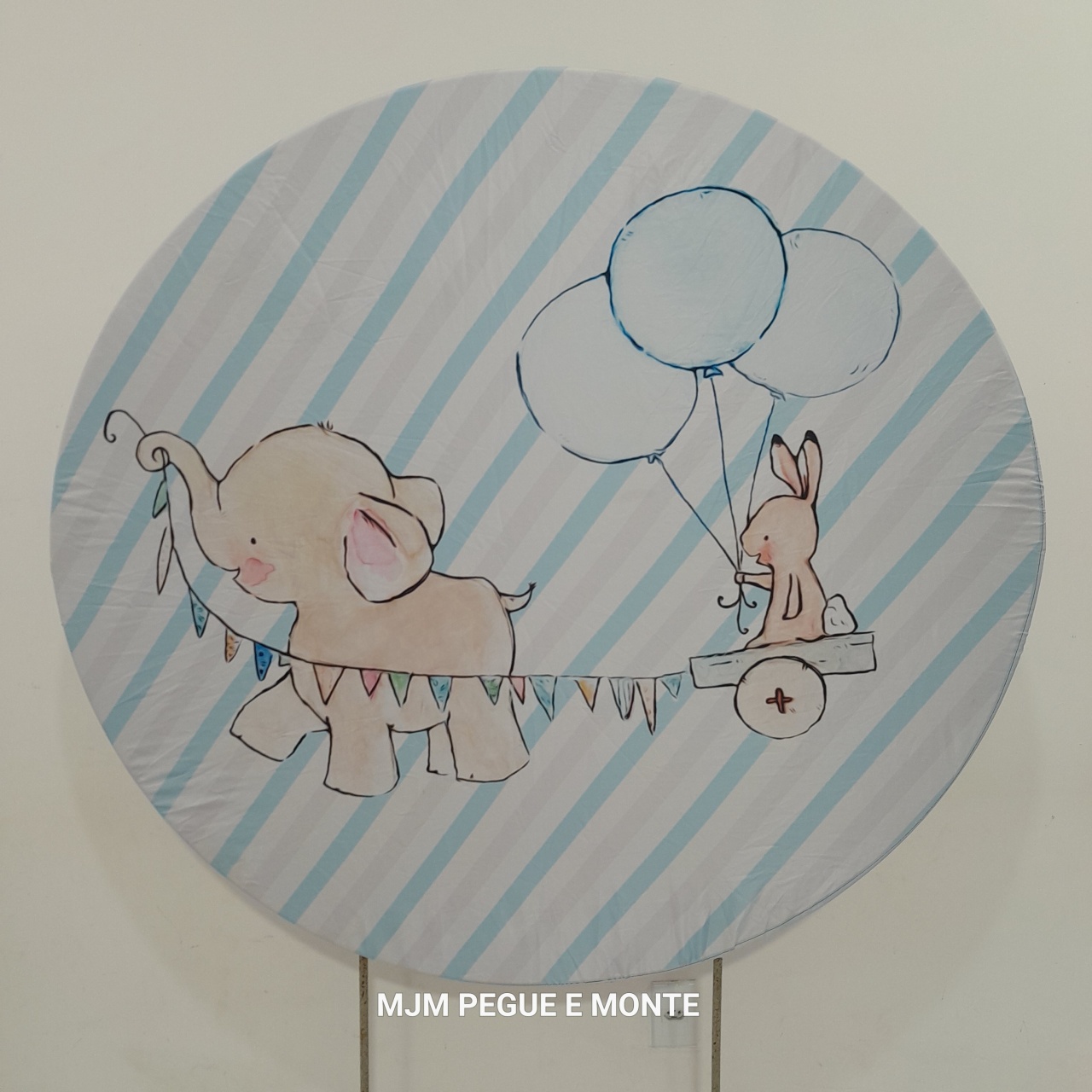 Capa Painel Redondo Elefantinho Azul - MJM PEGUE E MONTE