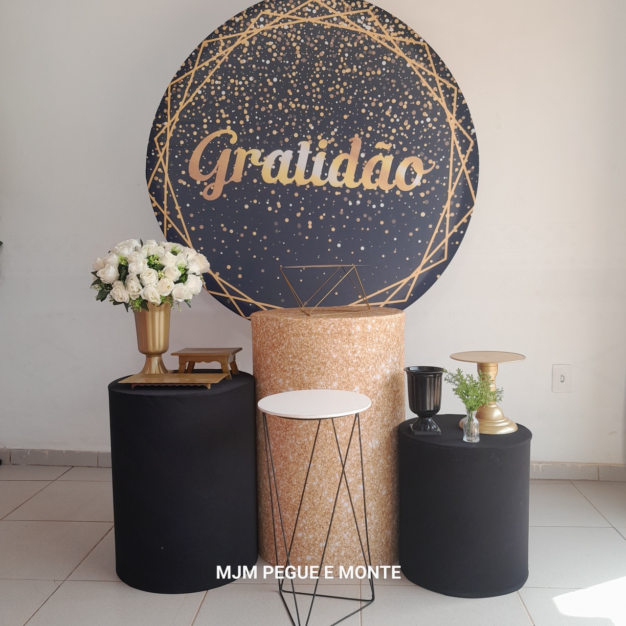 Kit Esmeralda Gratidão Preto Com Dourado - MJM PEGUE E MONTE