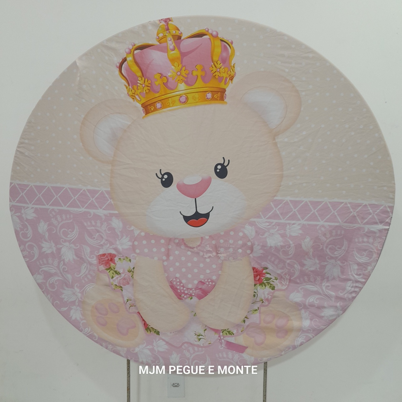 Capa Painel Redondo Ursinha Princesa - MJM PEGUE E MONTE