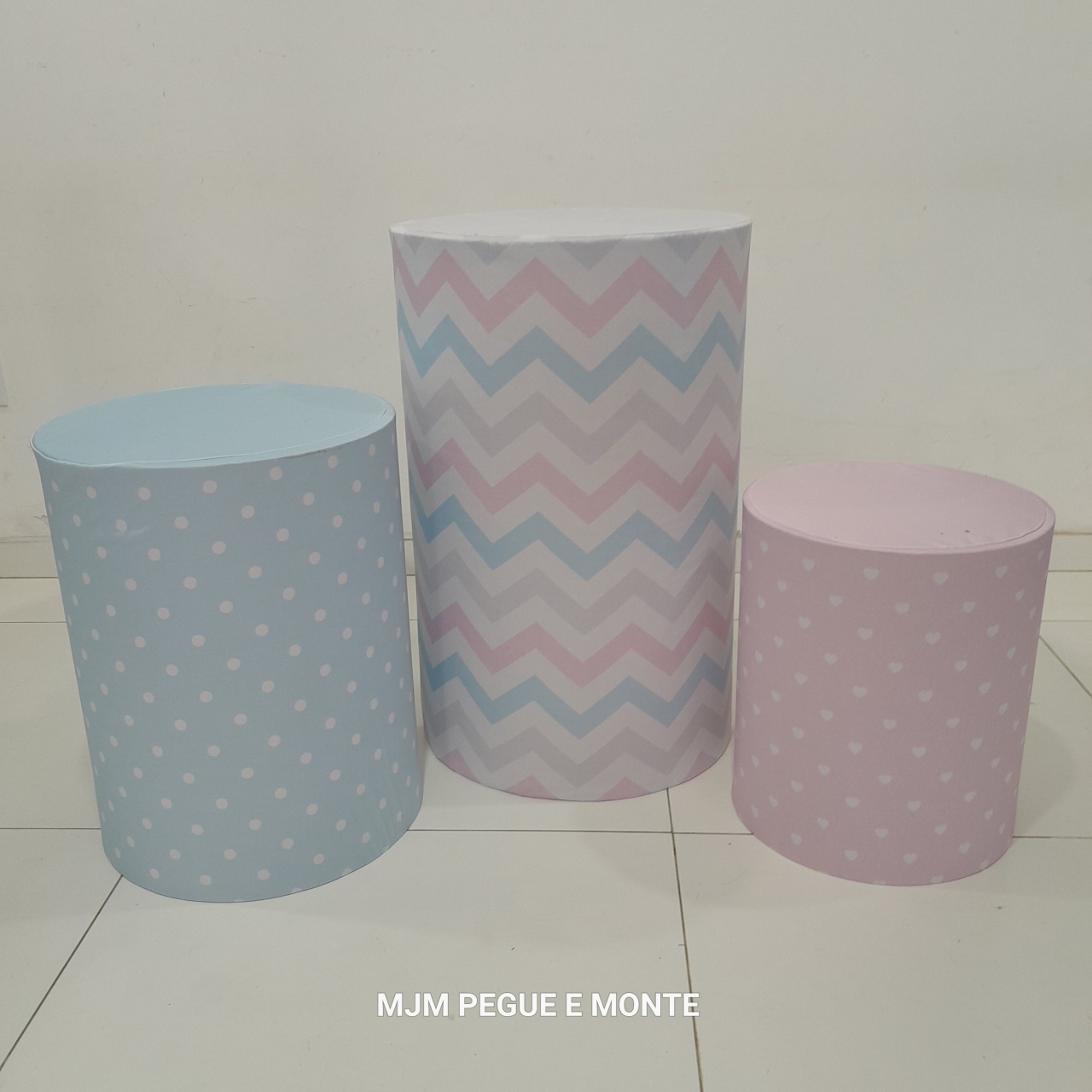 Trio de Capas de Cilindros Chá Revelação Rosa E Verde - MJM PEGUE E MONTE