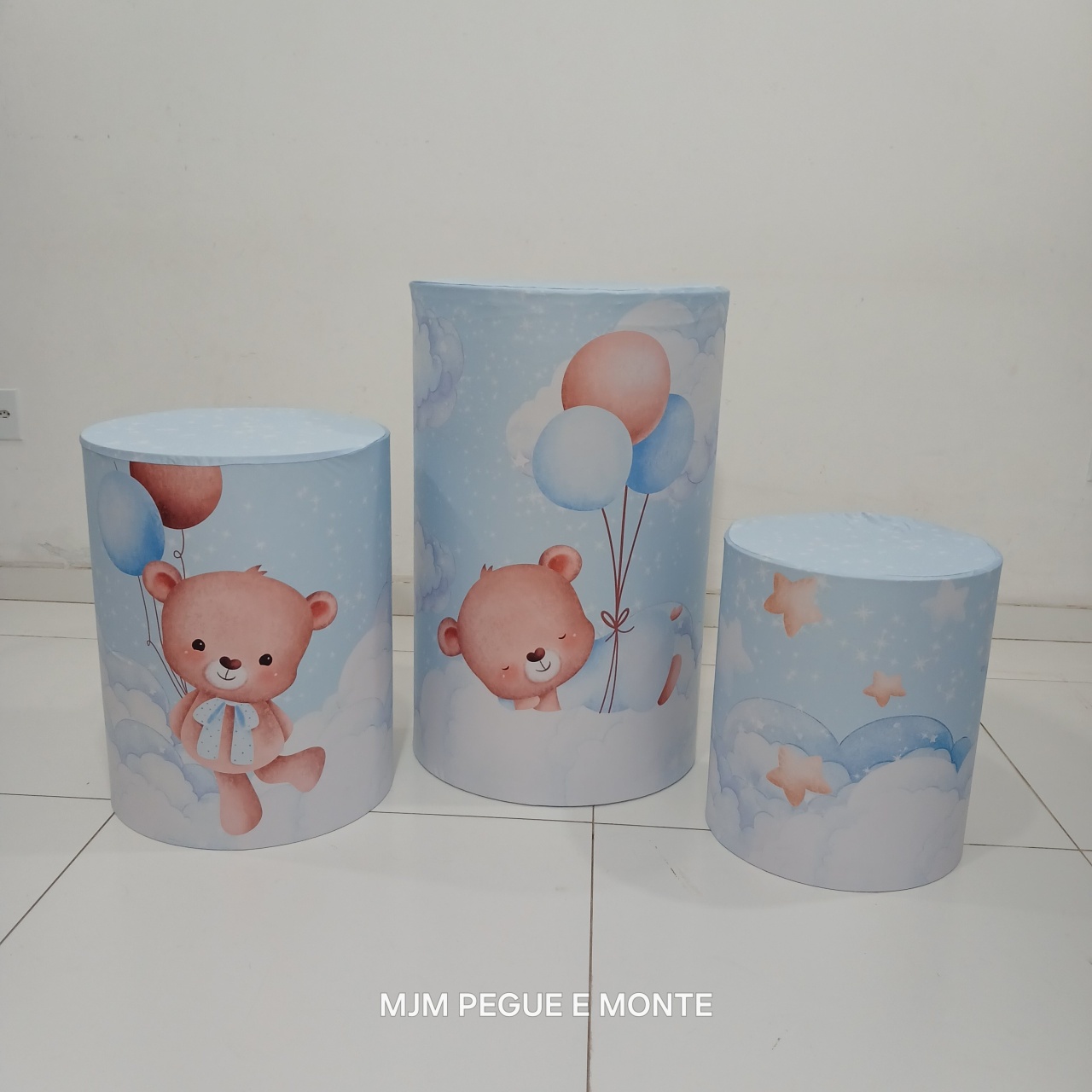 Trio de Capas de Cilindro Ursinho  - MJM PEGUE E MONTE