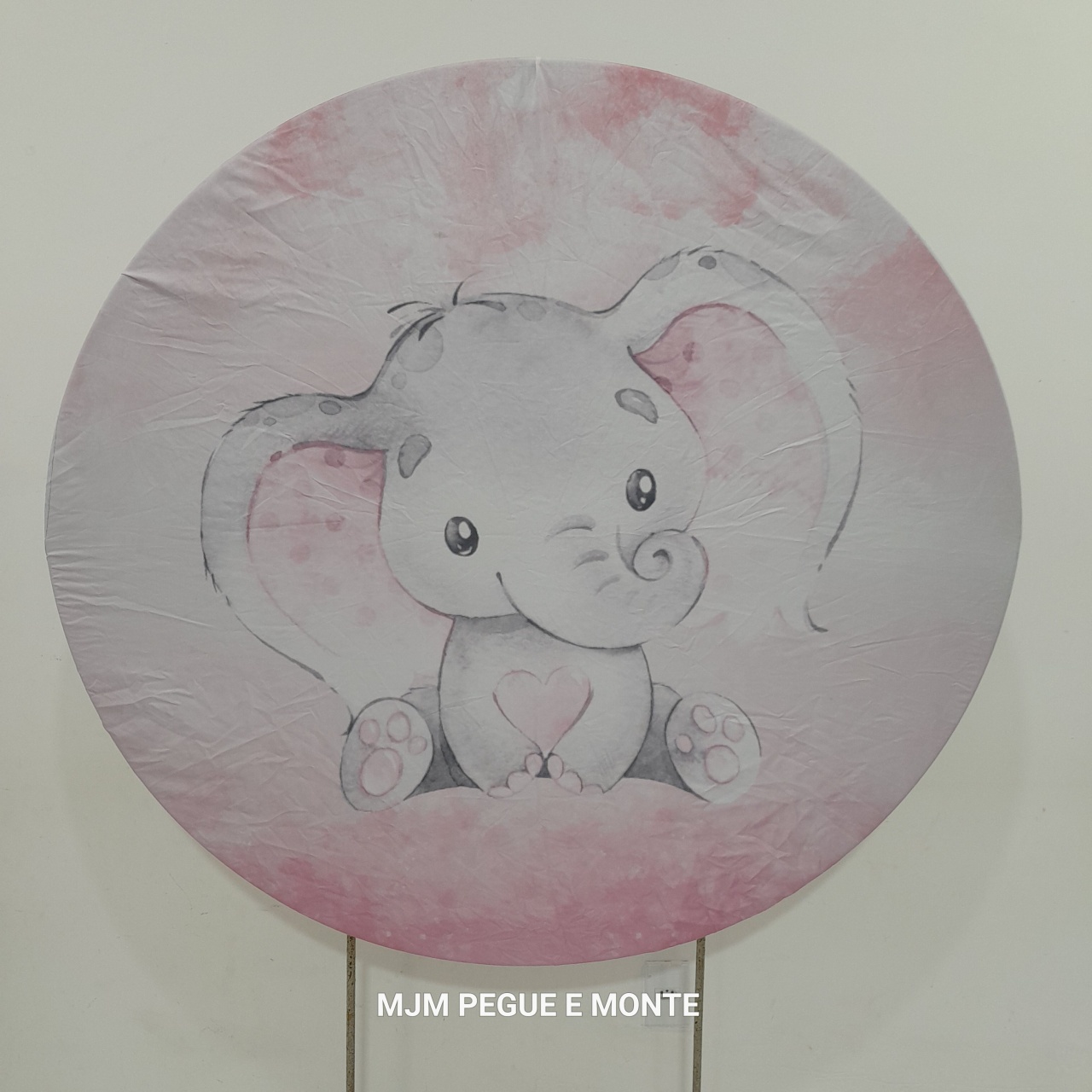 Capa Painel Redondo Elefantinho Rosa - MJM PEGUE E MONTE