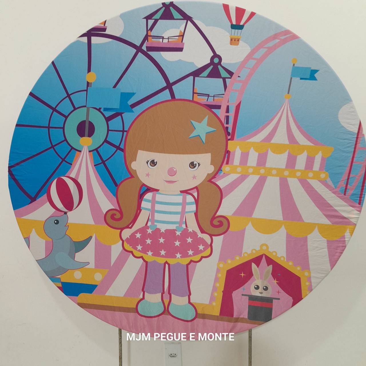 Capa Painel Redondo Circo Rosa - MJM PEGUE E MONTE