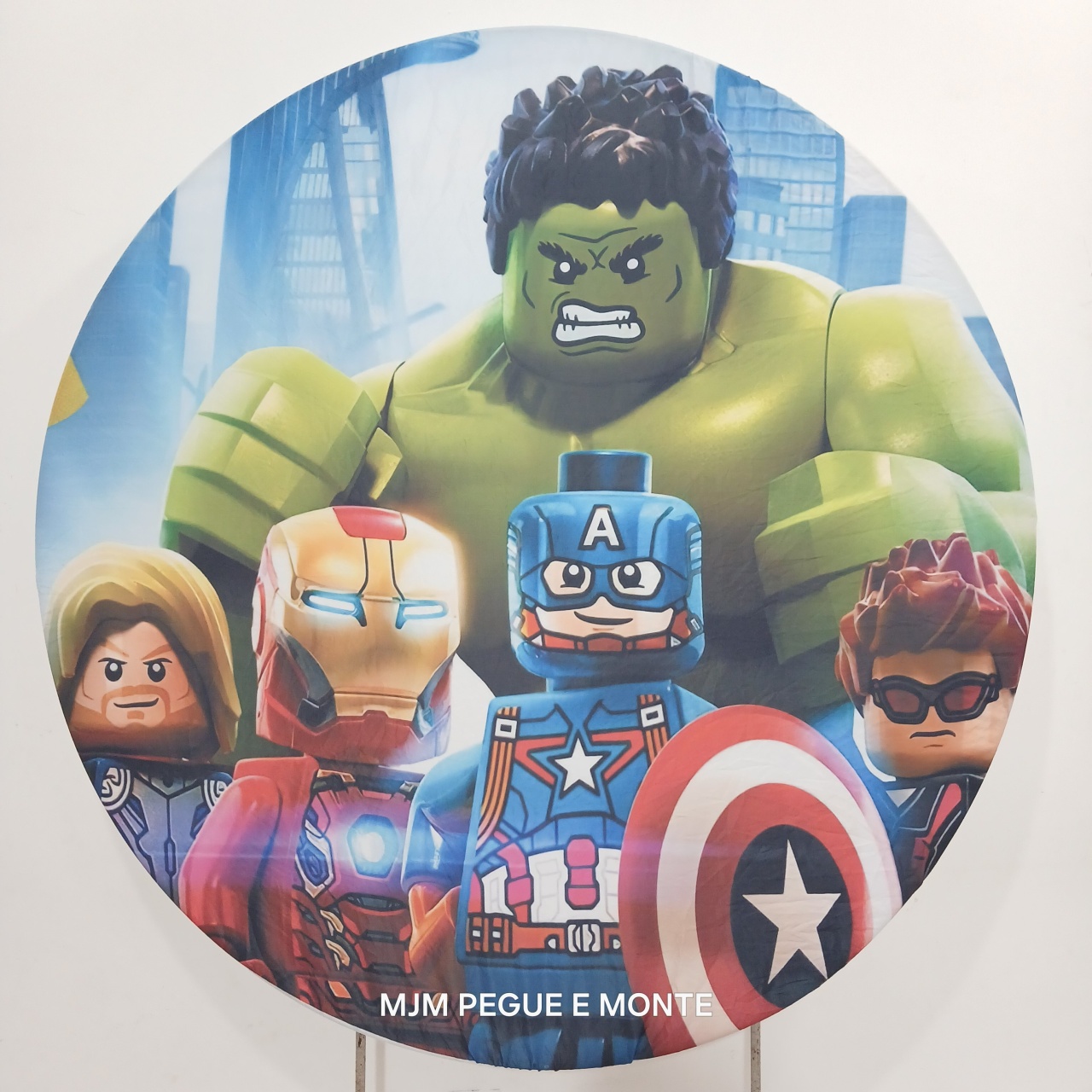 Capa Painel Redondo Vingadores Lego - MJM PEGUE E MONTE