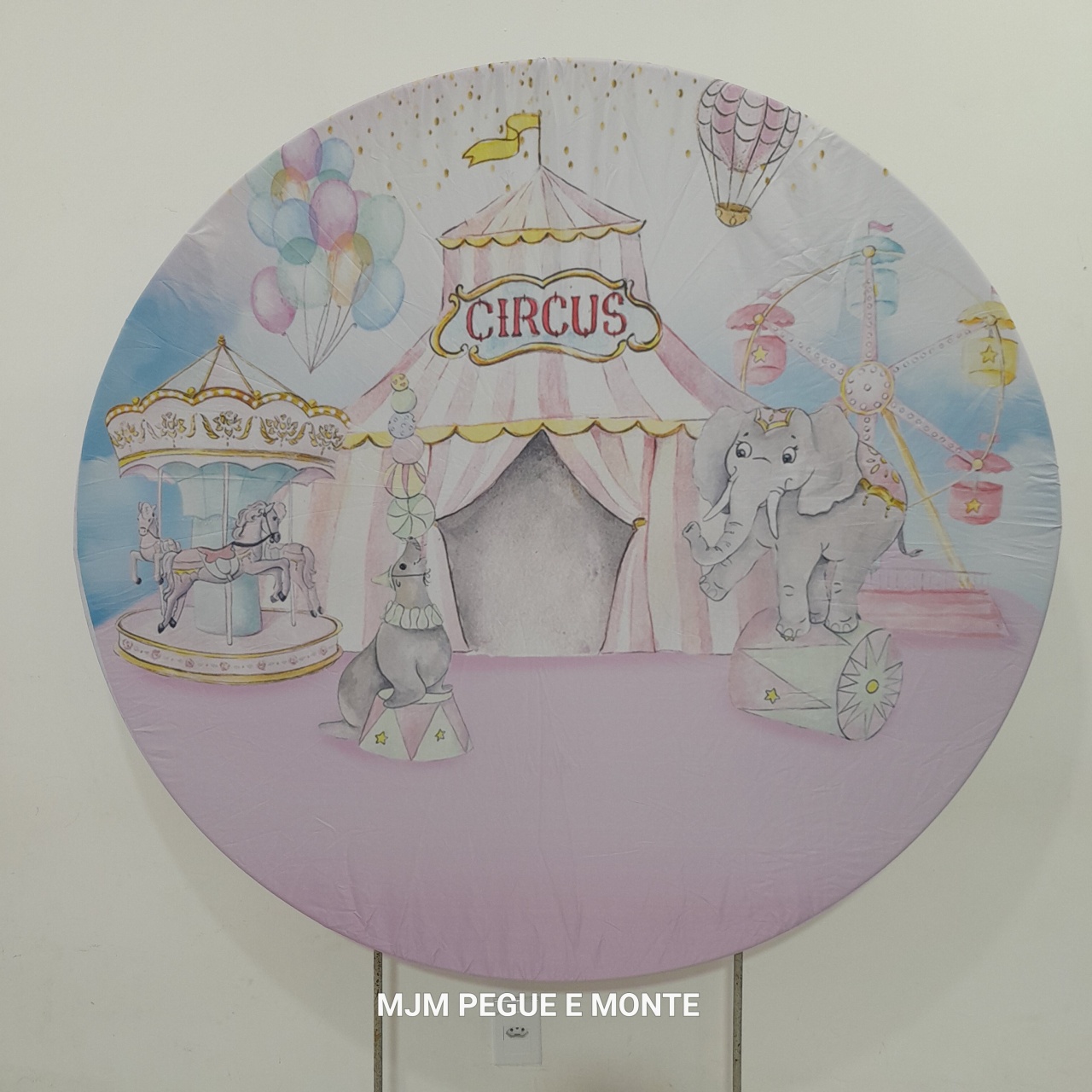 Capa Painel Redondo Circo Rosa Color Candy - MJM PEGUE E MONTE