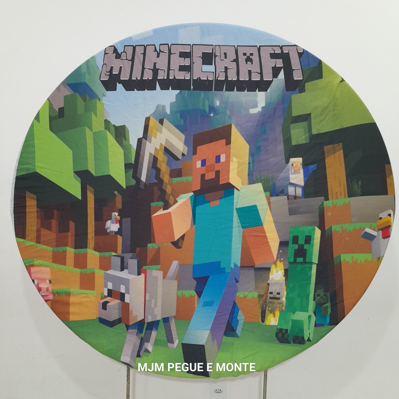 Capa Painel Redondo Minecraft - MJM PEGUE E MONTE
