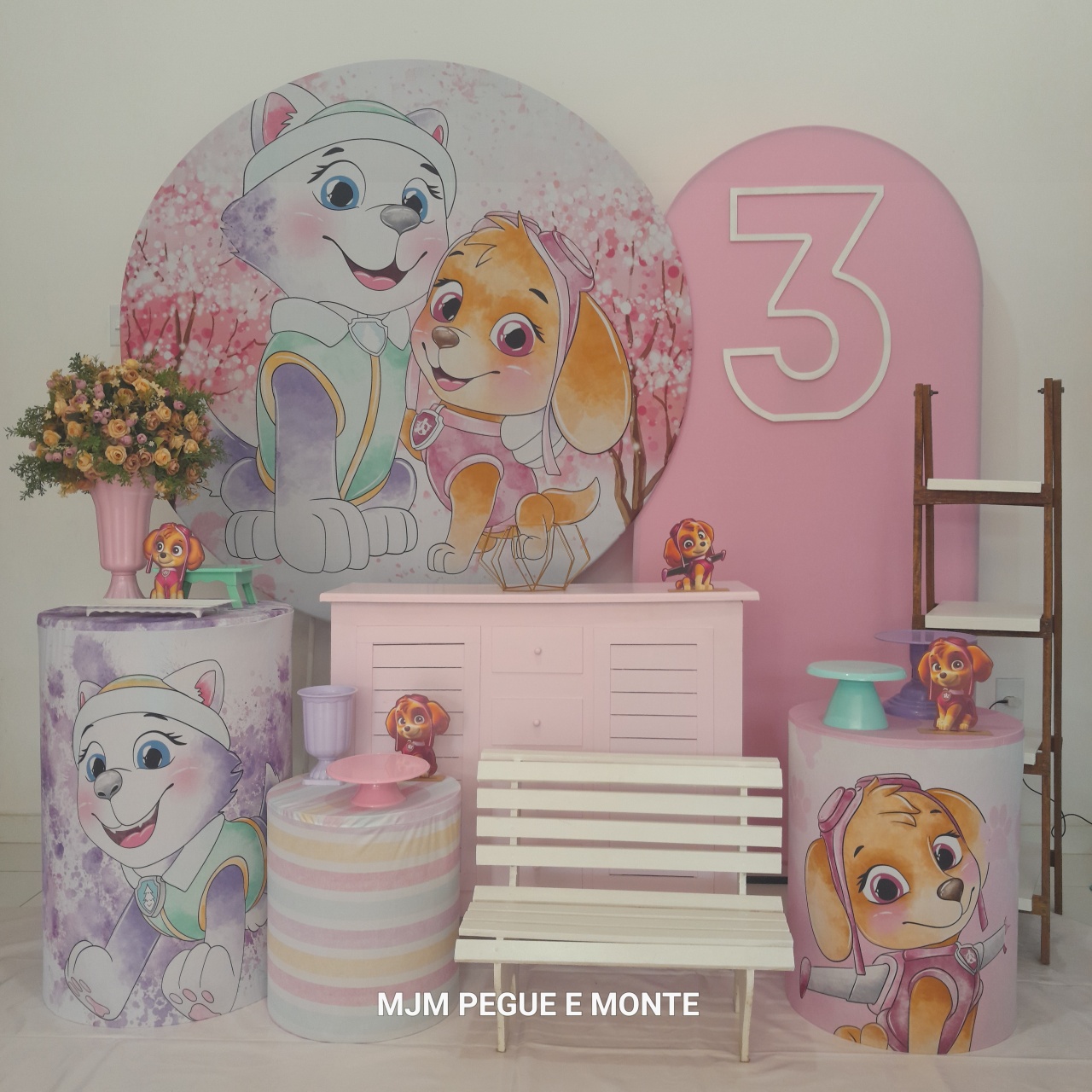 Kit Diamante Patrulha Canina Menina Aquarela - MJM PEGUE E MONTE