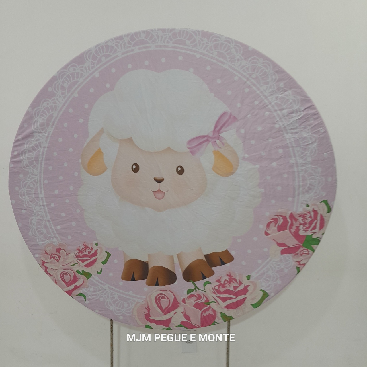 Capa Painel Redondo Ovelha Rosa - MJM PEGUE E MONTE
