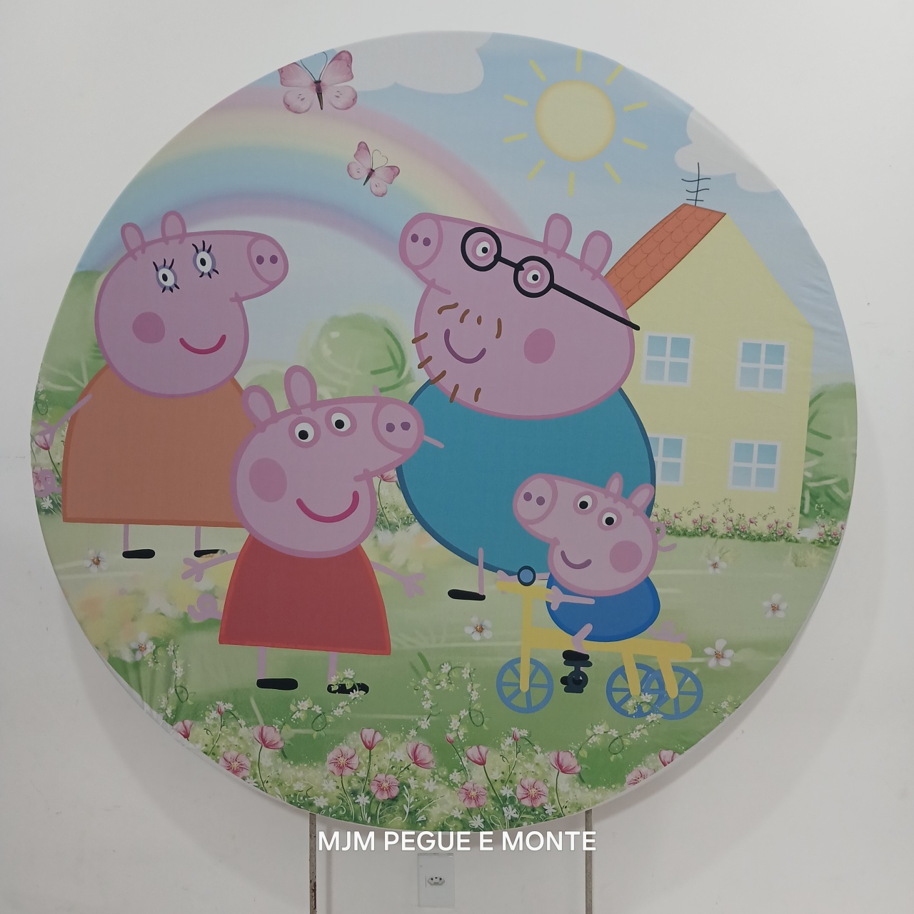 Capa Painel Redondo Familia Peppa Pig (Candy Colors) - MJM PEGUE E MONTE