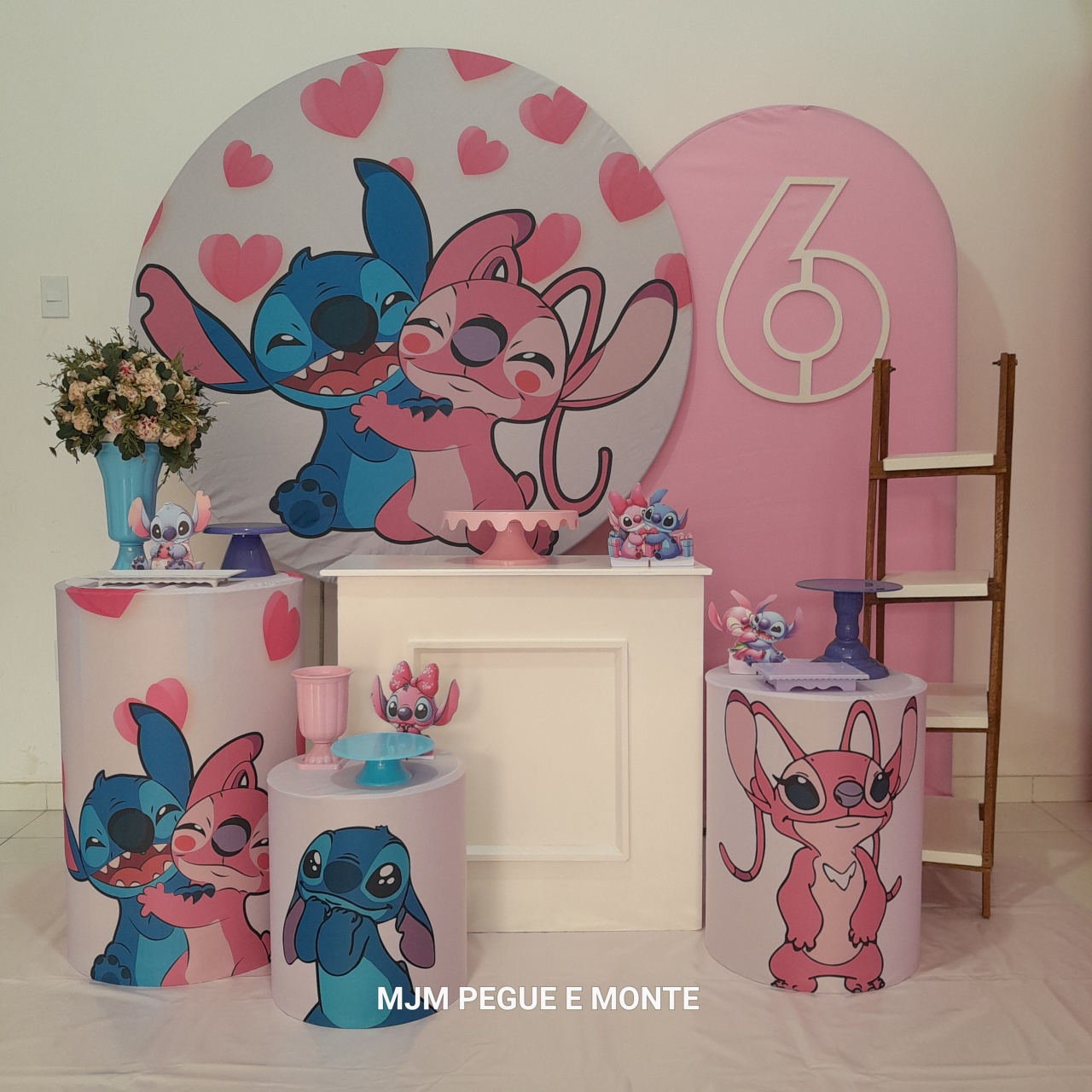 Kit Diamante Stich E Angel (Rosa) - MJM PEGUE E MONTE