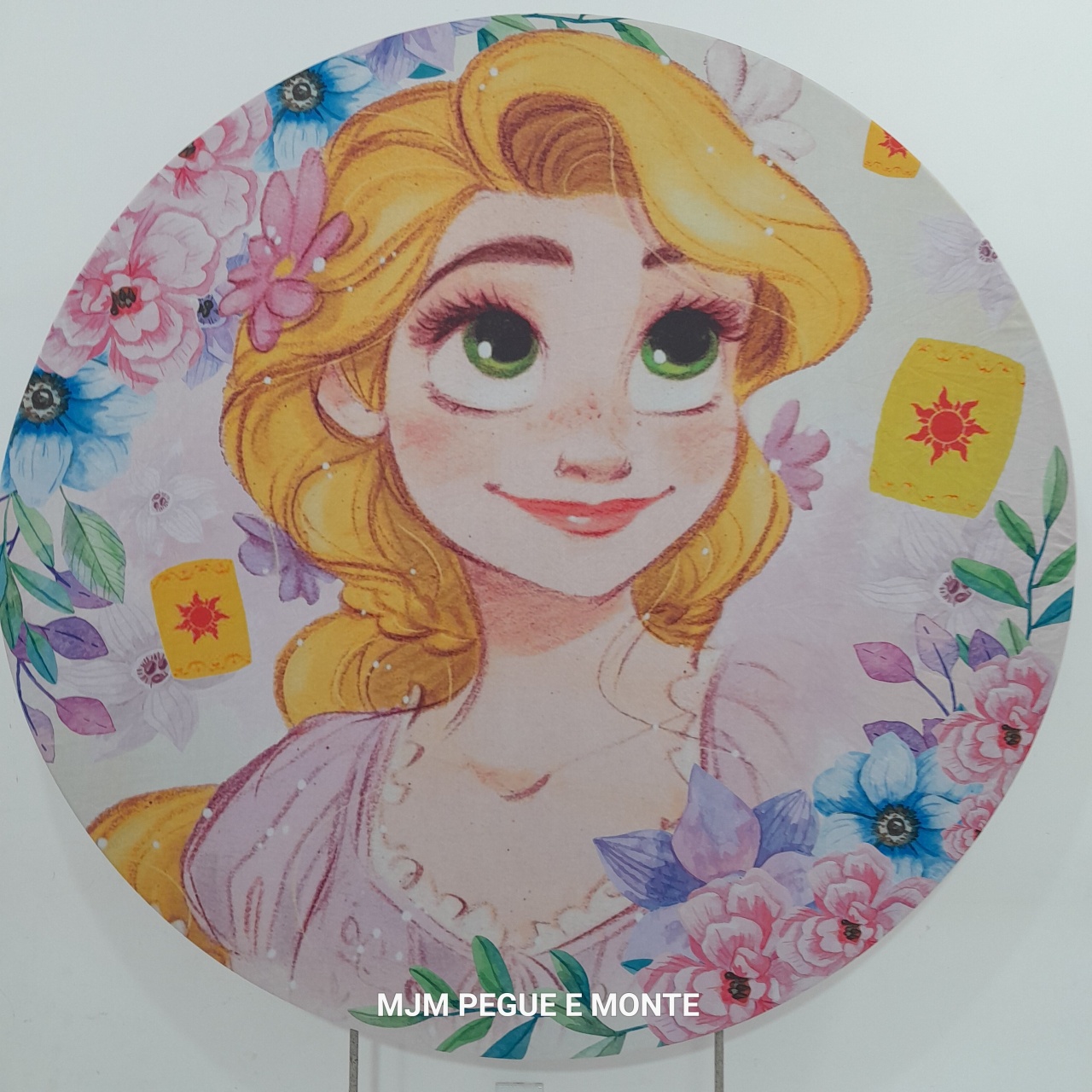 Capa Painel Redondo Rapunzel Aquarela - MJM PEGUE E MONTE