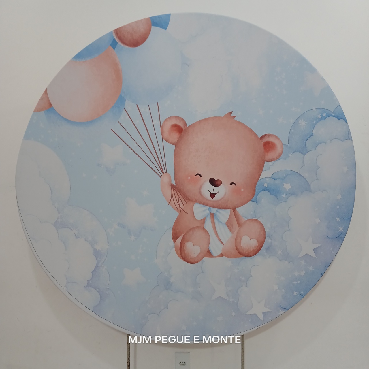 Capa Painel Redondo Ursinho Azul - MJM PEGUE E MONTE