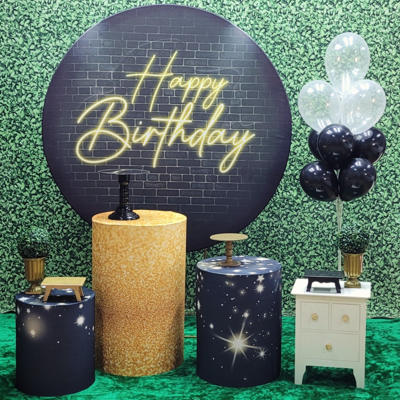 Happy Birthday Preto - Kit Ouro   - Up Decor Pegue e Monte