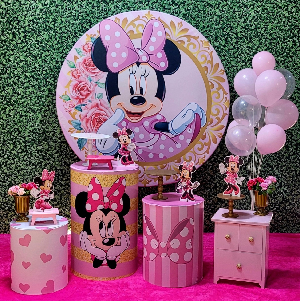 Minnie Rosa Mod.1 - Kit Ouro - Up Decor Pegue e Monte