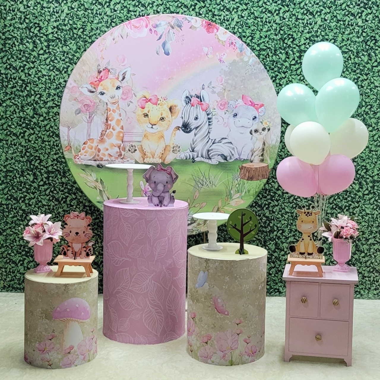 Safari Rosa Mod.2 - Kit Ouro  - Up Decor Pegue e Monte