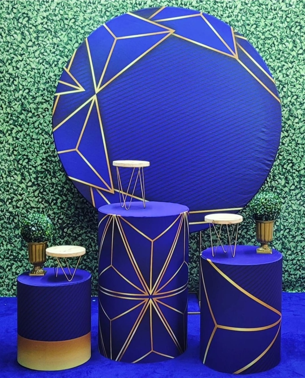 Abstrato Azul Royal - Kit Prata - Up Decor Pegue e Monte