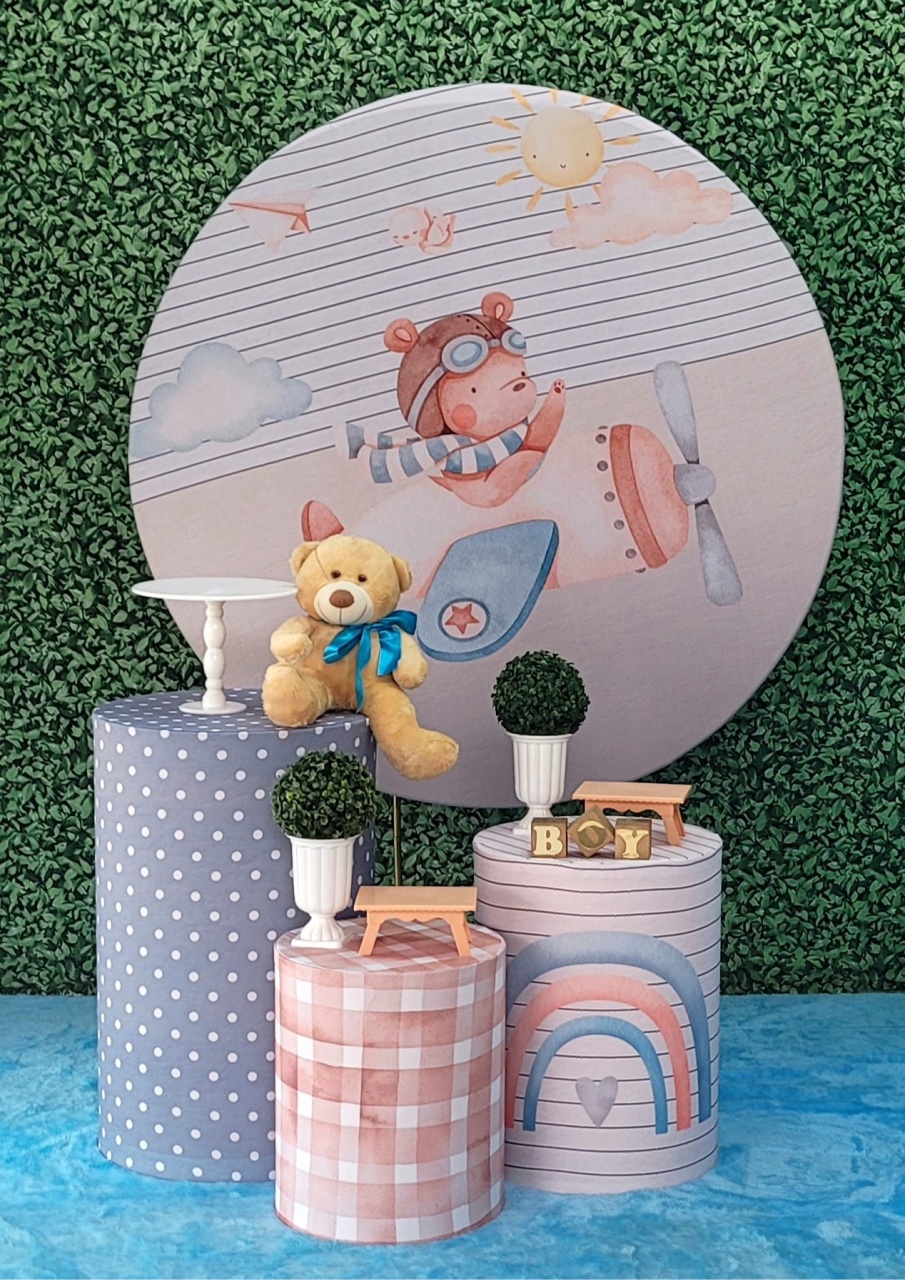 Urso Aviador - Kit Prata     - Up Decor Pegue e Monte