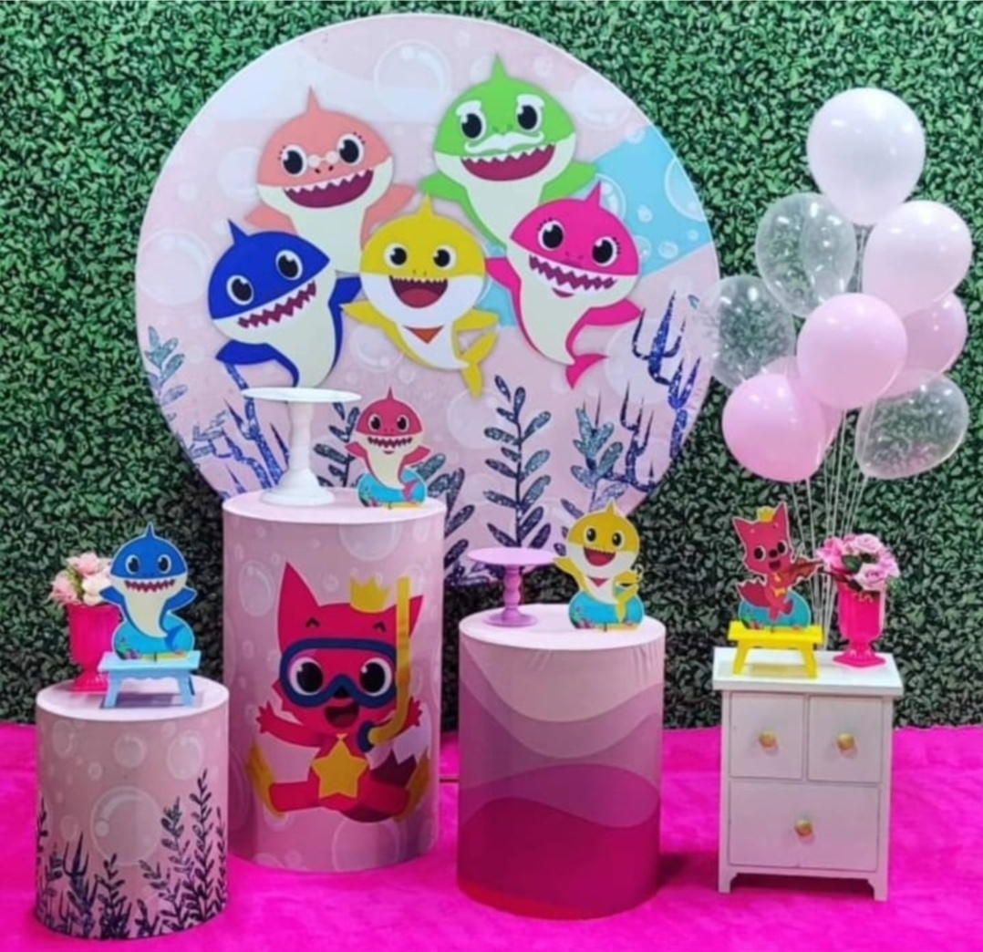 Baby Shark Rosa - Kit Ouro    - Up Decor Pegue e Monte