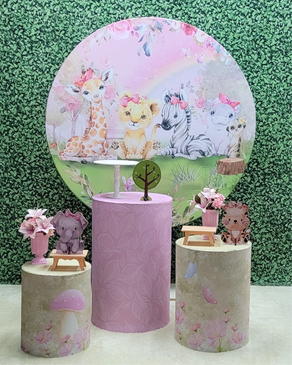 Safari Rosa Mod.2 - Kit Prata      - Up Decor Pegue e Monte