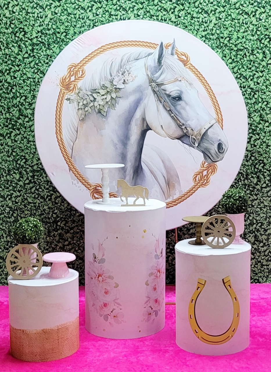 Cavalo Rosa - Kit Prata - Up Decor Pegue e Monte