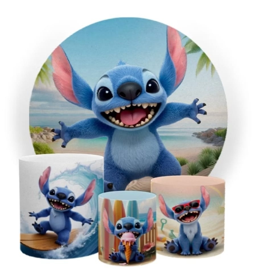 Stitch 4 Azul - Kit Prata     - Up Decor Pegue e Monte
