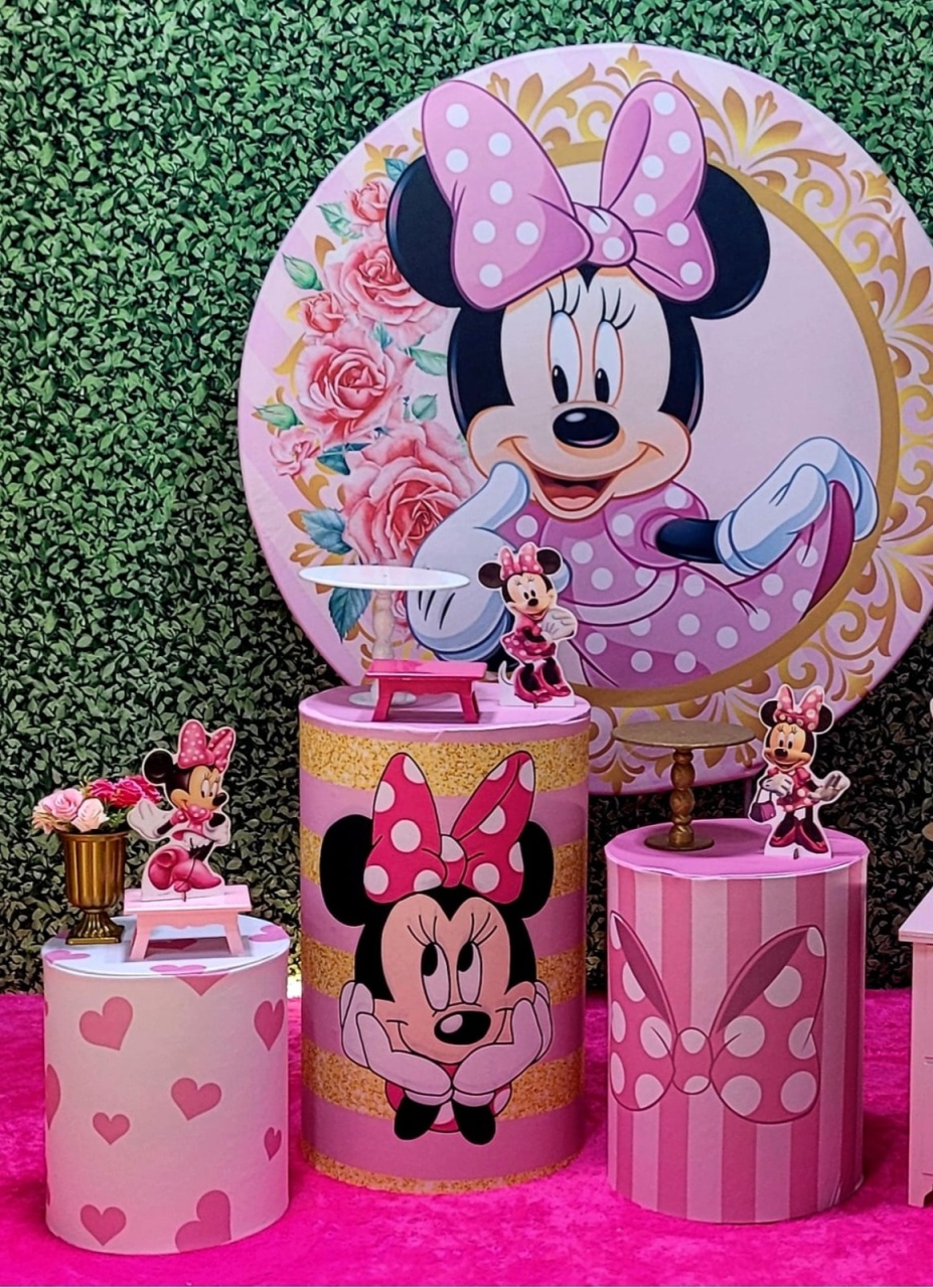Minnie Rosa Mod.1 - Kit Prata - Up Decor Pegue e Monte
