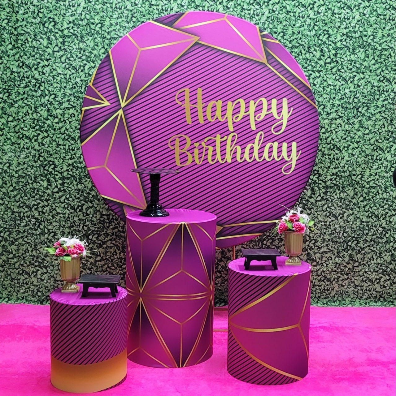 Happy Birthday Pink - Kit Prata      - Up Decor Pegue e Monte