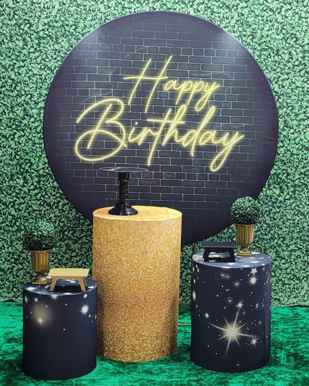 Happy Birthday Preto - Kit Prata    - Up Decor Pegue e Monte