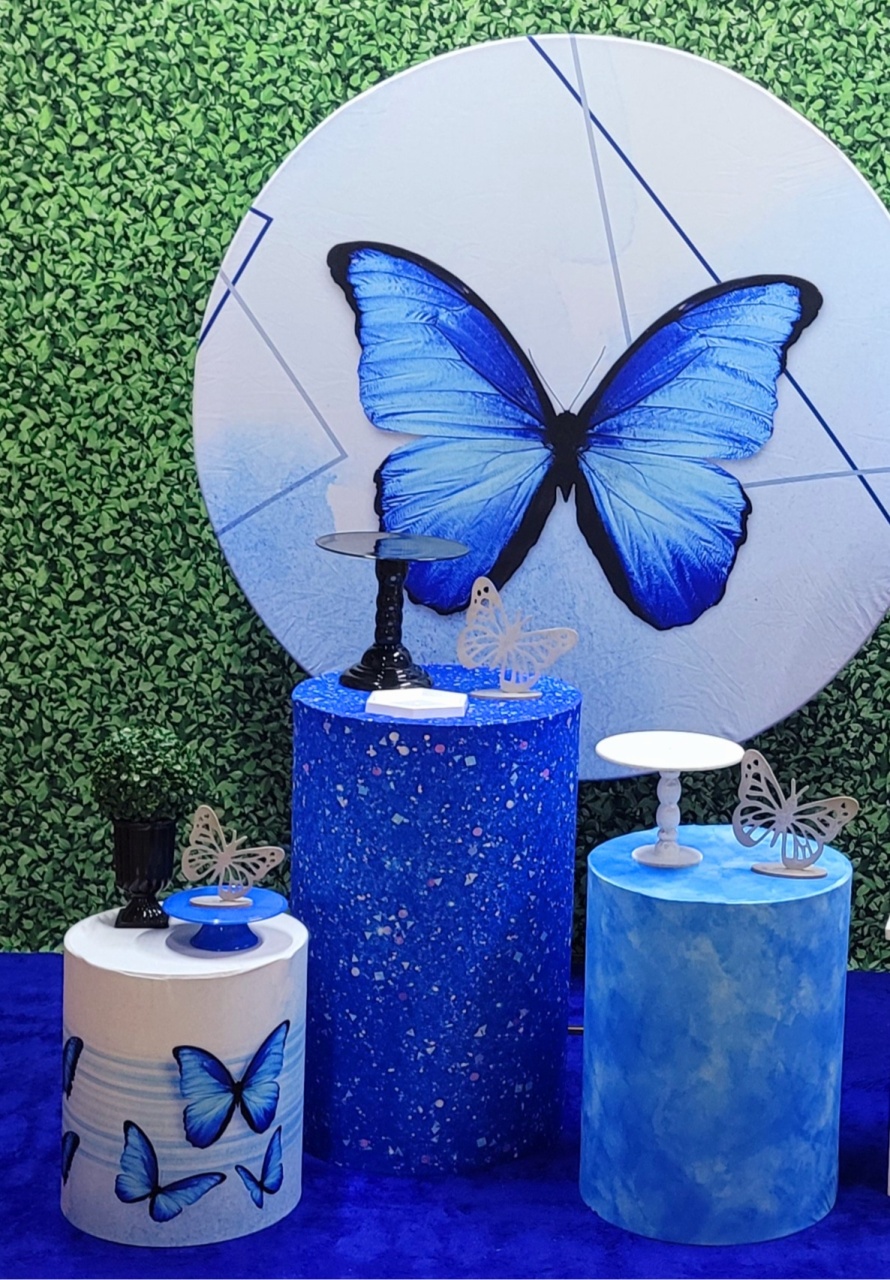 Borboleta Azul - Kit Prata    - Up Decor Pegue e Monte