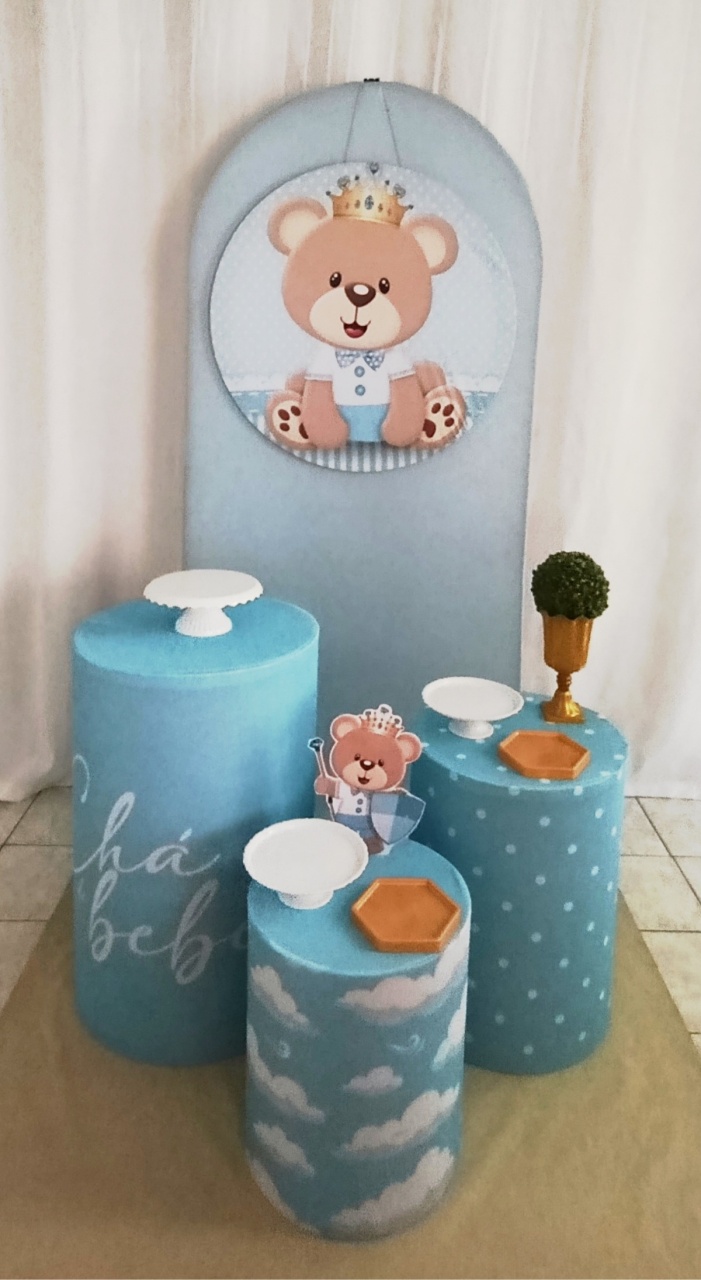 Kit Básico Ursinho Príncipe Azul/Painel Romano - Lucimeire Biscola 
