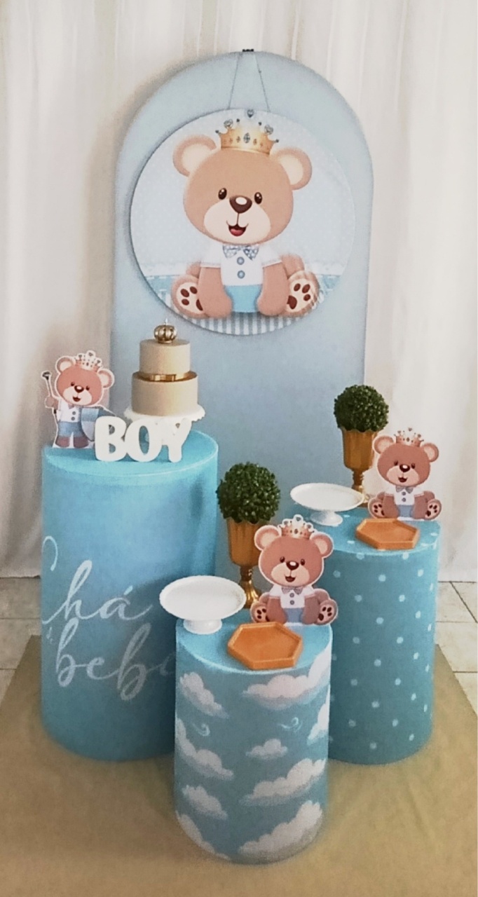 Kit Bronze Ursinho Príncipe Azul/Painel Romano - Lucimeire Biscola 