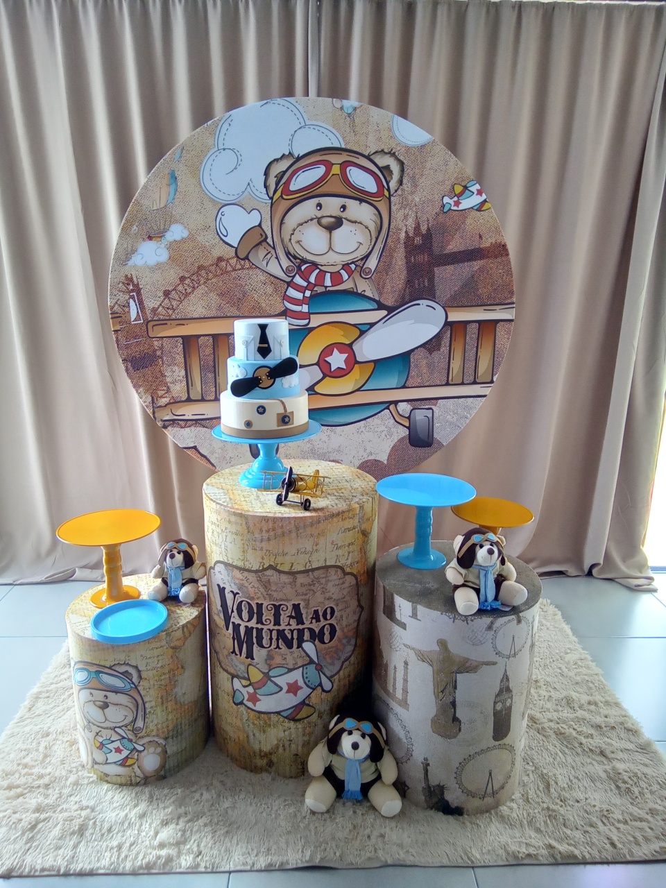 Urso Aviador 1 - Cenário Mágico Festa