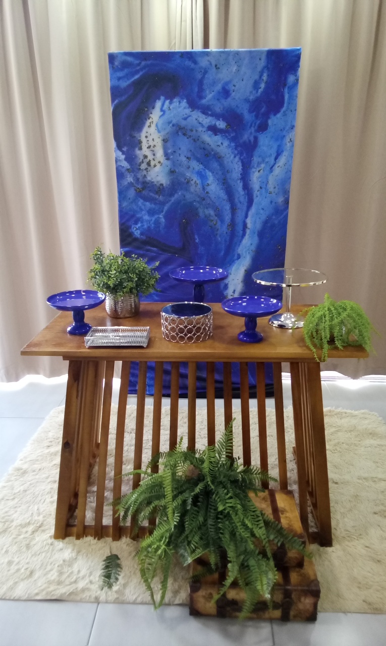 Azul Abstrato A 8 - Cenário Mágico Festa
