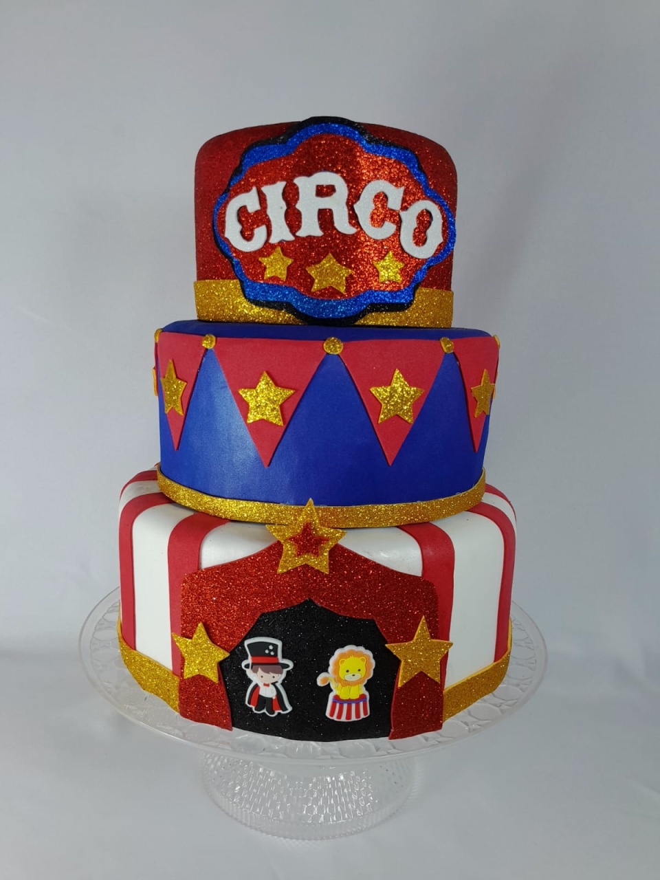 Bolo Fake Circo Vermelho - Monte Festa