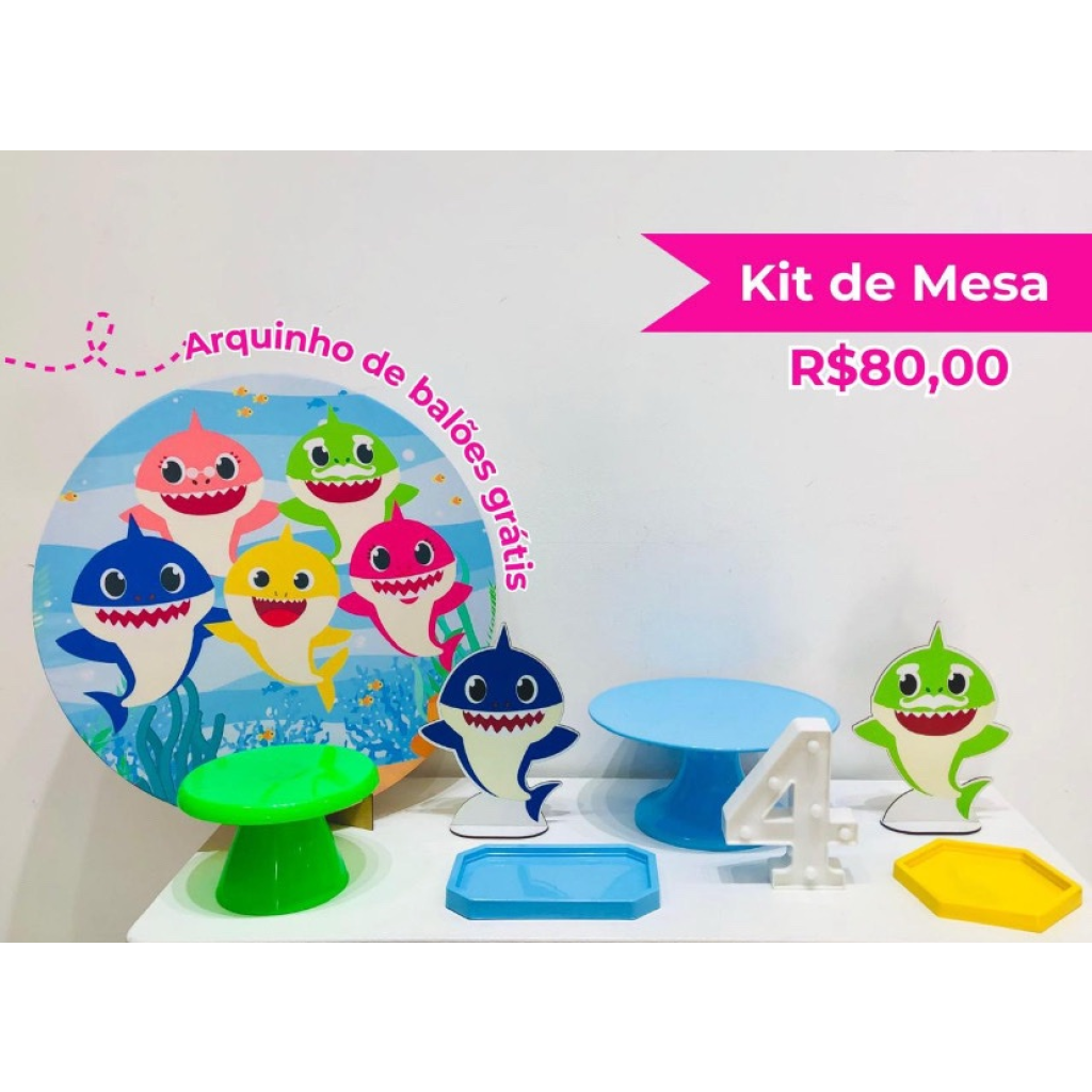 Kit de Mesa Baby Shark Menino - Creare Decorações 