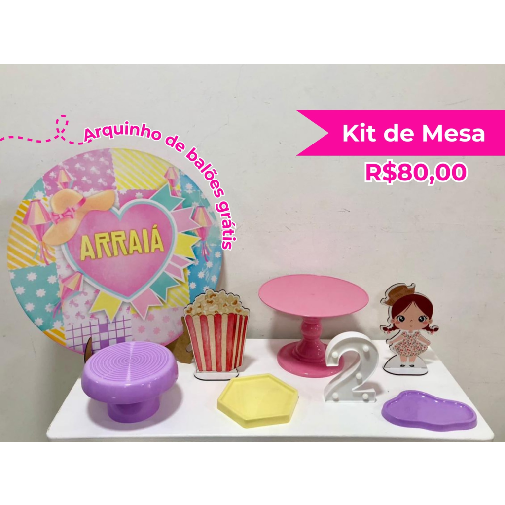 Kit de Mesa Arraiá Rosa - Creare Decorações 