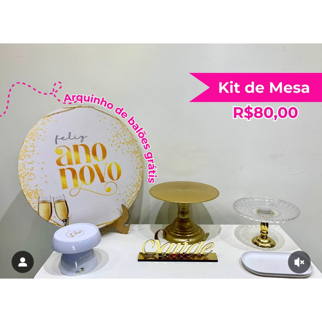 Kit de Mesa Ano Novo Dourado - Creare Decorações 