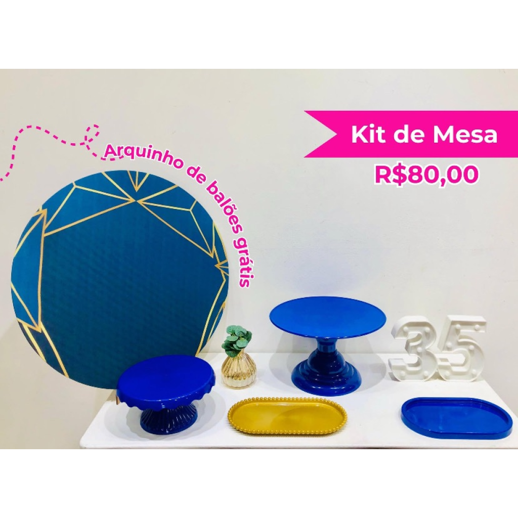 Kit de Mesa Azul E Dourado - Creare Decorações 