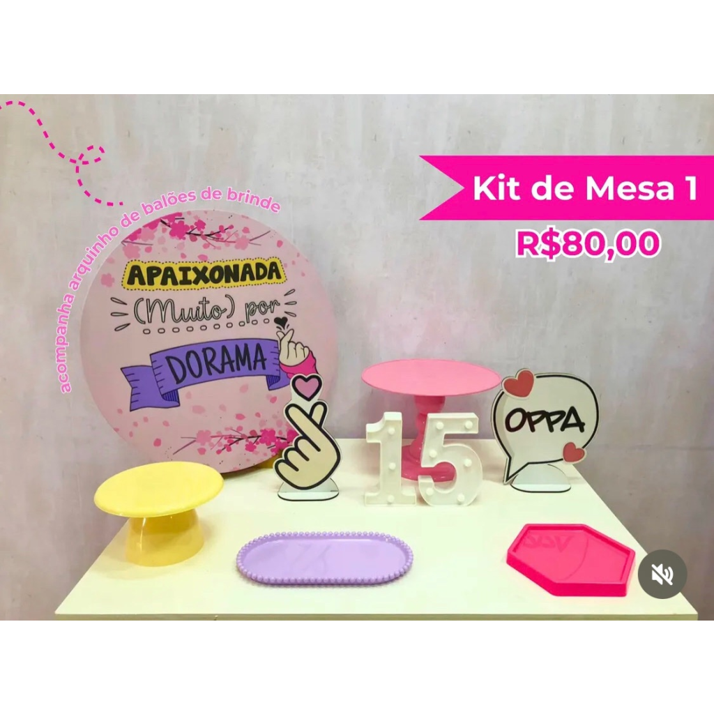 Kit de Mesa Dorama - Creare Decorações 