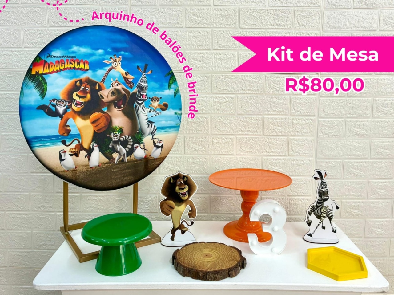 Kit de Mesa Madagascar - Creare Decorações 