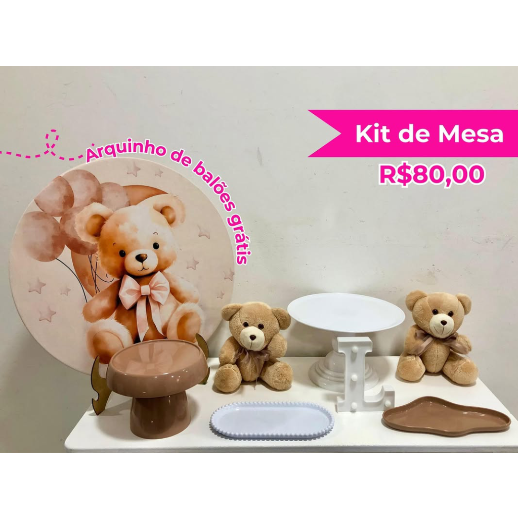 Kit de Mesa Ursinho Neutro - Creare Decorações 