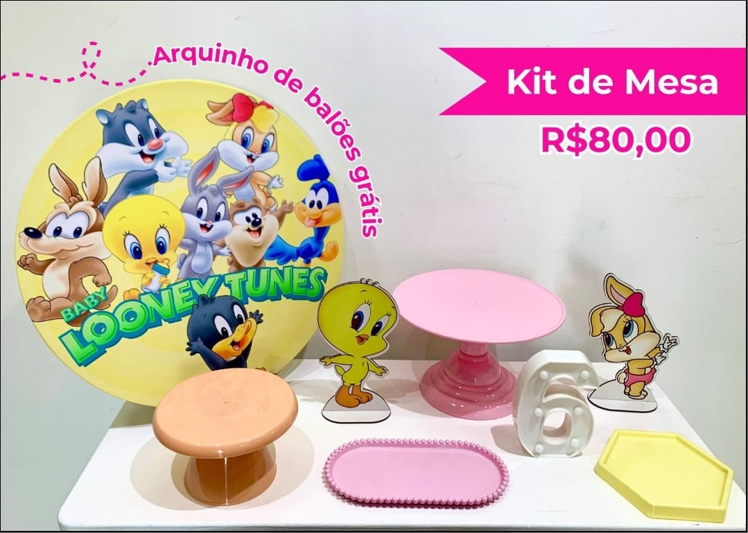 Kit de Mesa Baby Looney Tunes Menina - Creare Decorações 