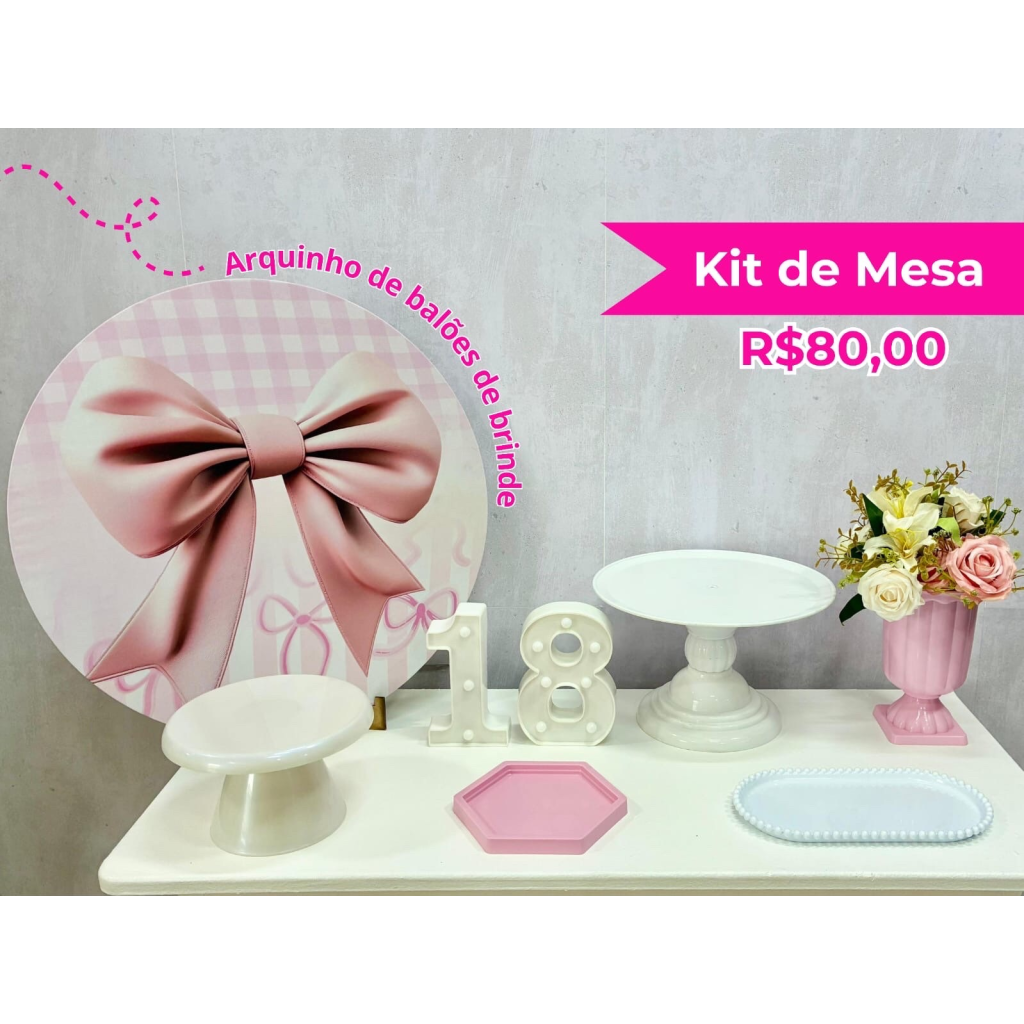 Kit de Mesa Laço Rosa - Creare Decorações 