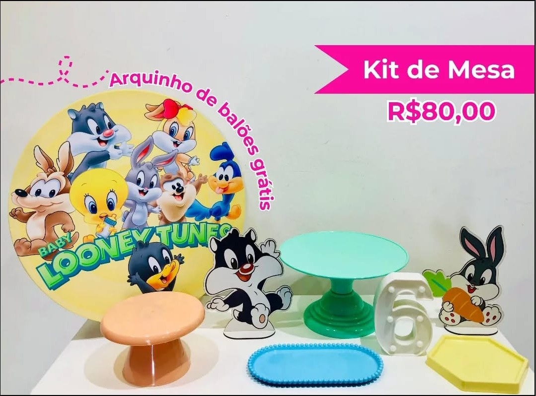 Kit de Mesa Baby Looney Tunes Menino - Creare Decorações 
